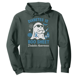 Diabetes is Boo Sheet Hoodie Funny Halloween Ghost Diabetes Type 1 2 Awareness TS10 Dark Forest Green Print Your Wear