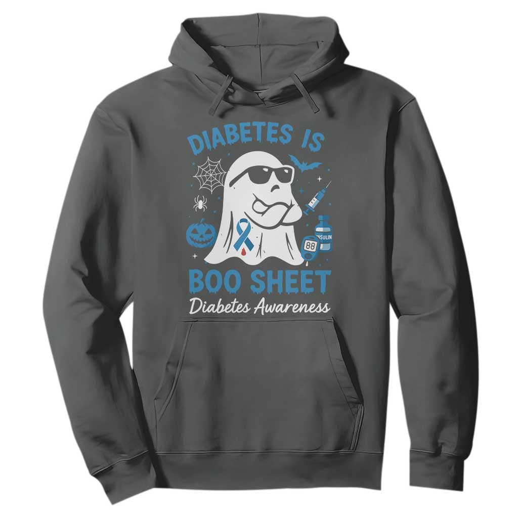 Diabetes is Boo Sheet Hoodie Funny Halloween Ghost Diabetes Type 1 2 Awareness TS10 Dark Heather Print Your Wear