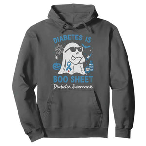 Diabetes is Boo Sheet Hoodie Funny Halloween Ghost Diabetes Type 1 2 Awareness TS10 Dark Heather Print Your Wear