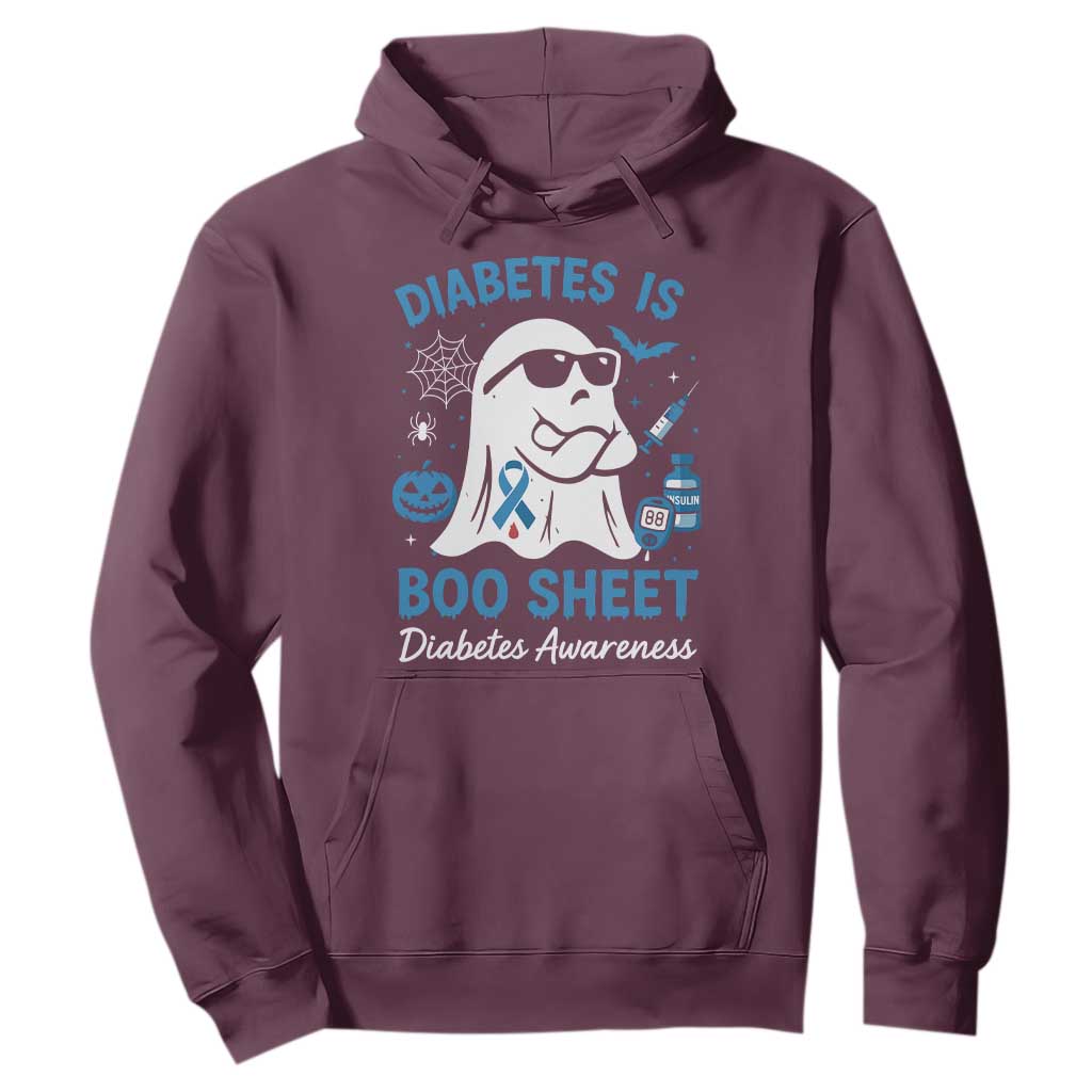 Diabetes is Boo Sheet Hoodie Funny Halloween Ghost Diabetes Type 1 2 Awareness TS10 Maroon Print Your Wear