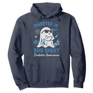 Diabetes is Boo Sheet Hoodie Funny Halloween Ghost Diabetes Type 1 2 Awareness TS10 Navy Print Your Wear