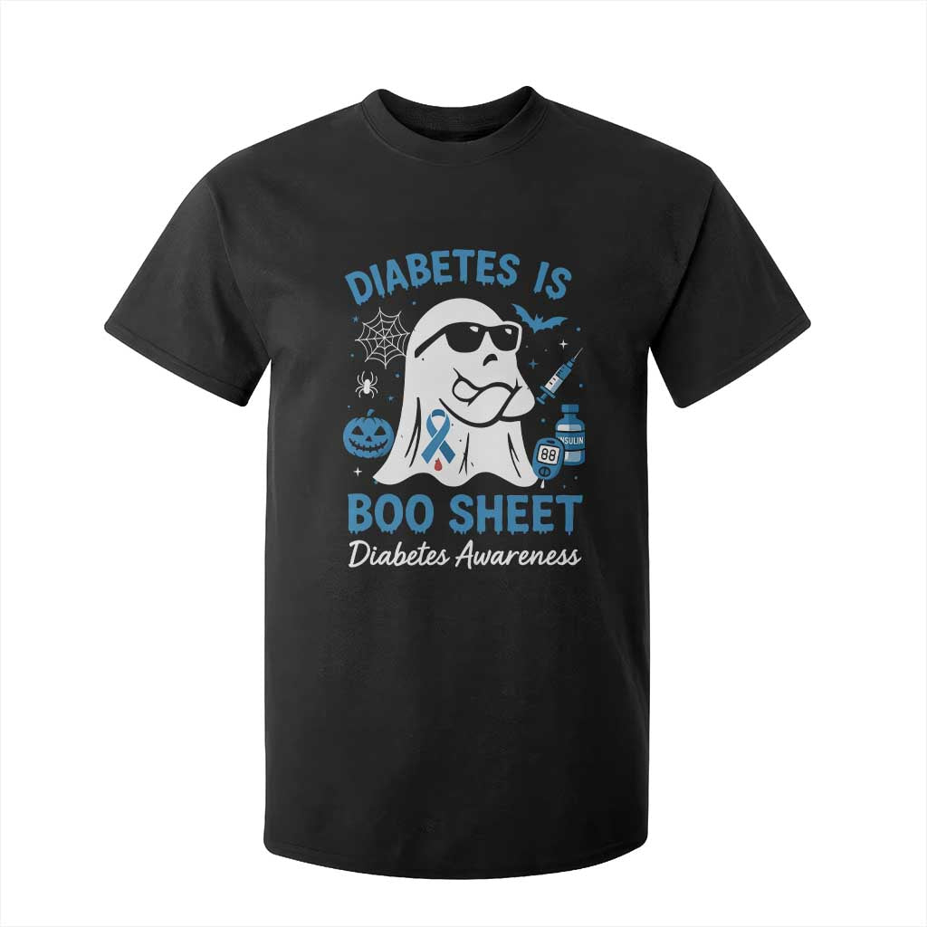 Diabetes is Boo Sheet T Shirt For Kid Funny Halloween Ghost Diabetes Type 1 2 Awareness TS10 Black Print Your Wear