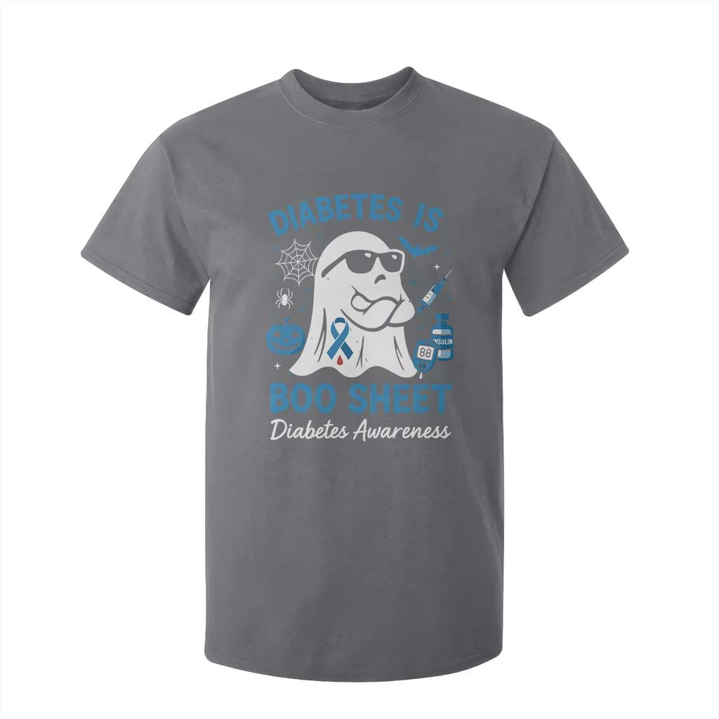 Diabetes is Boo Sheet T Shirt For Kid Funny Halloween Ghost Diabetes Type 1 2 Awareness TS10 Charcoal Print Your Wear