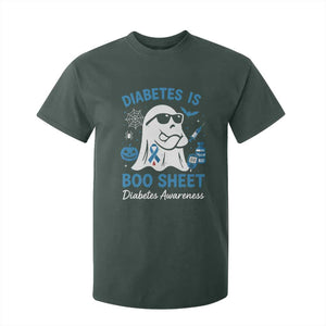 Diabetes is Boo Sheet T Shirt For Kid Funny Halloween Ghost Diabetes Type 1 2 Awareness TS10 Dark Forest Green Print Your Wear