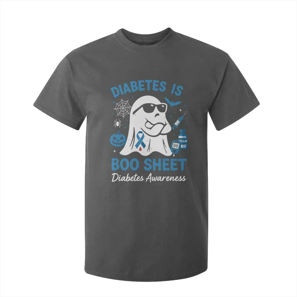 Diabetes is Boo Sheet T Shirt For Kid Funny Halloween Ghost Diabetes Type 1 2 Awareness TS10 Dark Heather Print Your Wear