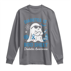 Diabetes is Boo Sheet Long Sleeve Shirt Funny Halloween Ghost Diabetes Type 1 2 Awareness TS10 Charcoal Print Your Wear