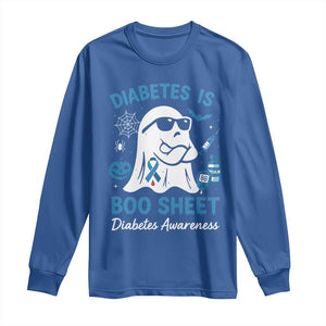 Diabetes is Boo Sheet Long Sleeve Shirt Funny Halloween Ghost Diabetes Type 1 2 Awareness TS10 Royal Blue Print Your Wear