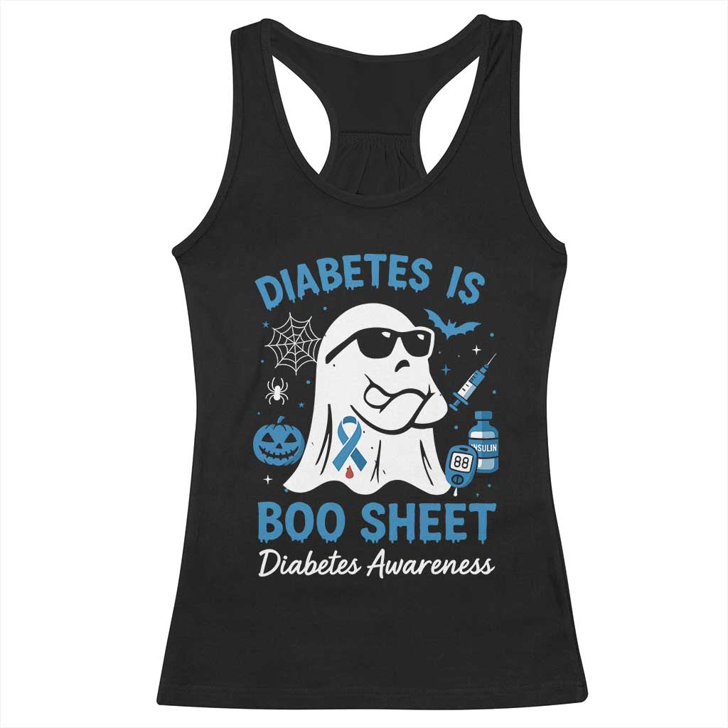 Diabetes is Boo Sheet Racerback Tank Top Funny Halloween Ghost Diabetes Type 1 2 Awareness TS10 Black Print Your Wear