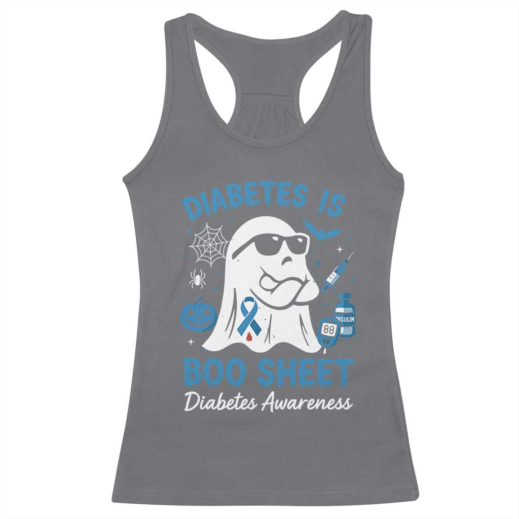 Diabetes is Boo Sheet Racerback Tank Top Funny Halloween Ghost Diabetes Type 1 2 Awareness TS10 Charcoal Print Your Wear