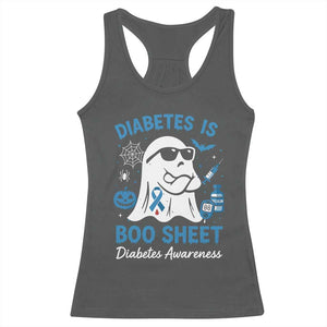 Diabetes is Boo Sheet Racerback Tank Top Funny Halloween Ghost Diabetes Type 1 2 Awareness TS10 Dark Heather Print Your Wear