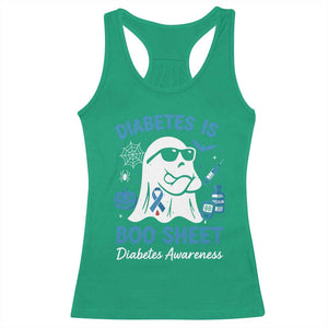 Diabetes is Boo Sheet Racerback Tank Top Funny Halloween Ghost Diabetes Type 1 2 Awareness TS10 Irish Green Print Your Wear