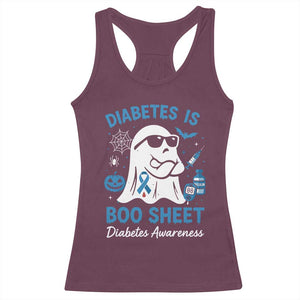 Diabetes is Boo Sheet Racerback Tank Top Funny Halloween Ghost Diabetes Type 1 2 Awareness TS10 Maroon Print Your Wear