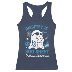 Diabetes is Boo Sheet Racerback Tank Top Funny Halloween Ghost Diabetes Type 1 2 Awareness TS10 Navy Print Your Wear