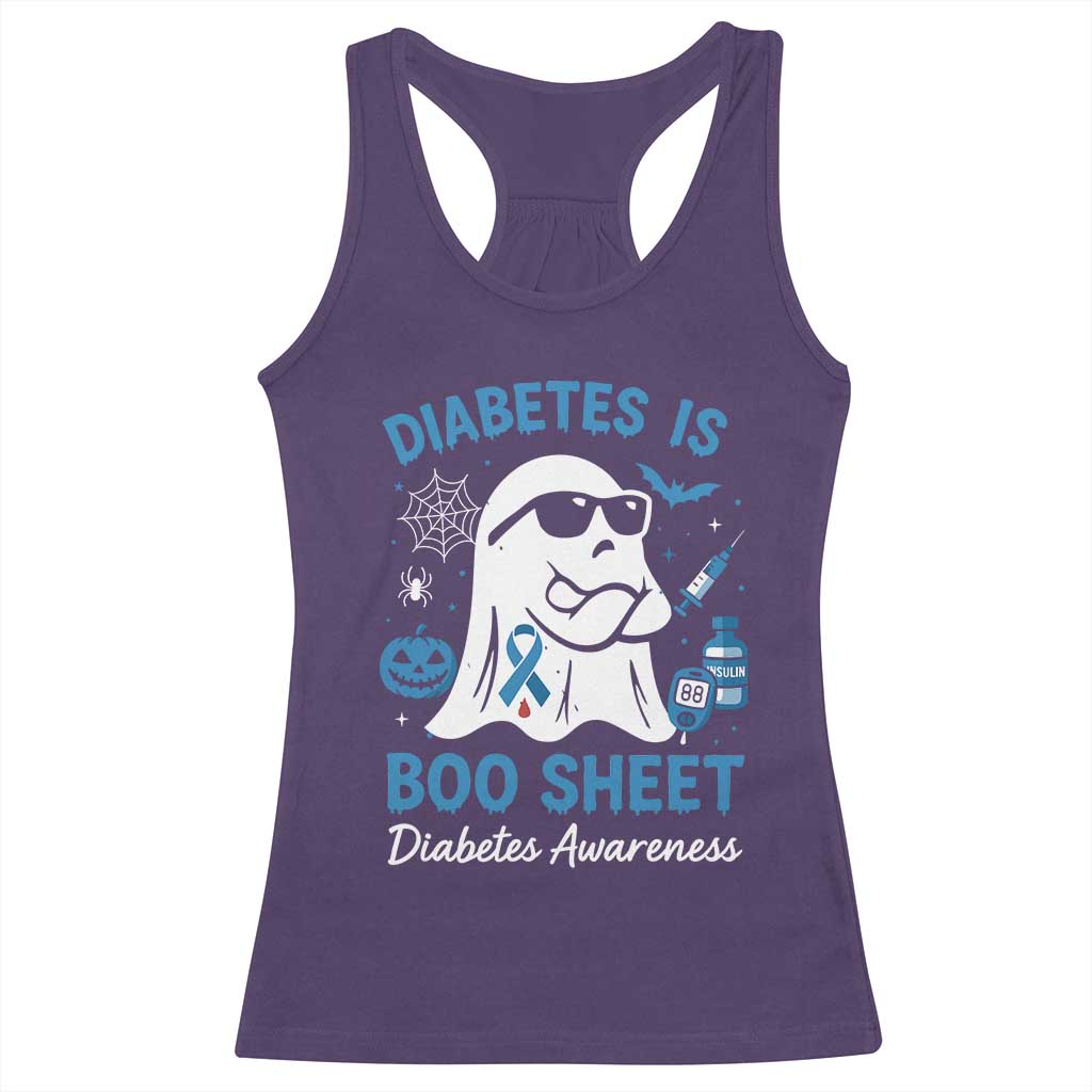 Diabetes is Boo Sheet Racerback Tank Top Funny Halloween Ghost Diabetes Type 1 2 Awareness TS10 Purple Print Your Wear