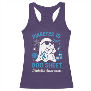 Diabetes is Boo Sheet Racerback Tank Top Funny Halloween Ghost Diabetes Type 1 2 Awareness TS10 Purple Print Your Wear