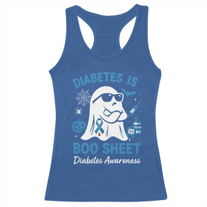 Diabetes is Boo Sheet Racerback Tank Top Funny Halloween Ghost Diabetes Type 1 2 Awareness TS10 Royal Blue Print Your Wear