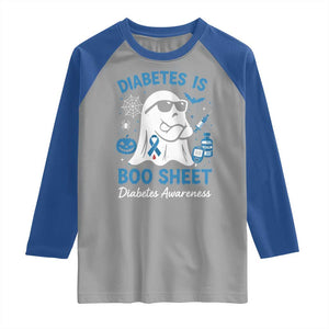 Diabetes is Boo Sheet Raglan Shirt Funny Halloween Ghost Diabetes Type 1 2 Awareness TS10 Sport Gray Royal Print Your Wear