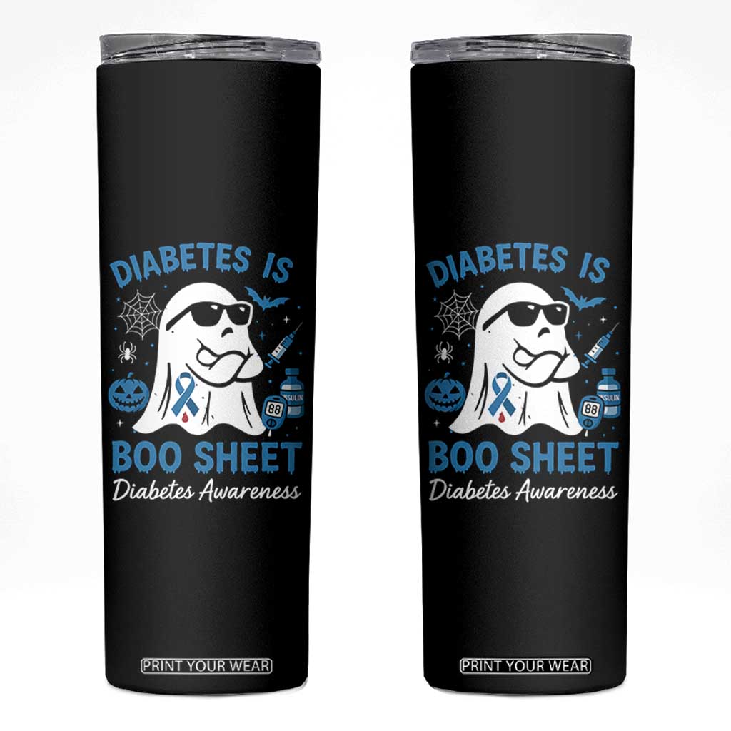 Diabetes is Boo Sheet Skinny Tumbler Funny Halloween Ghost Diabetes Type 1 2 Awareness TS10 Black Print Your Wear