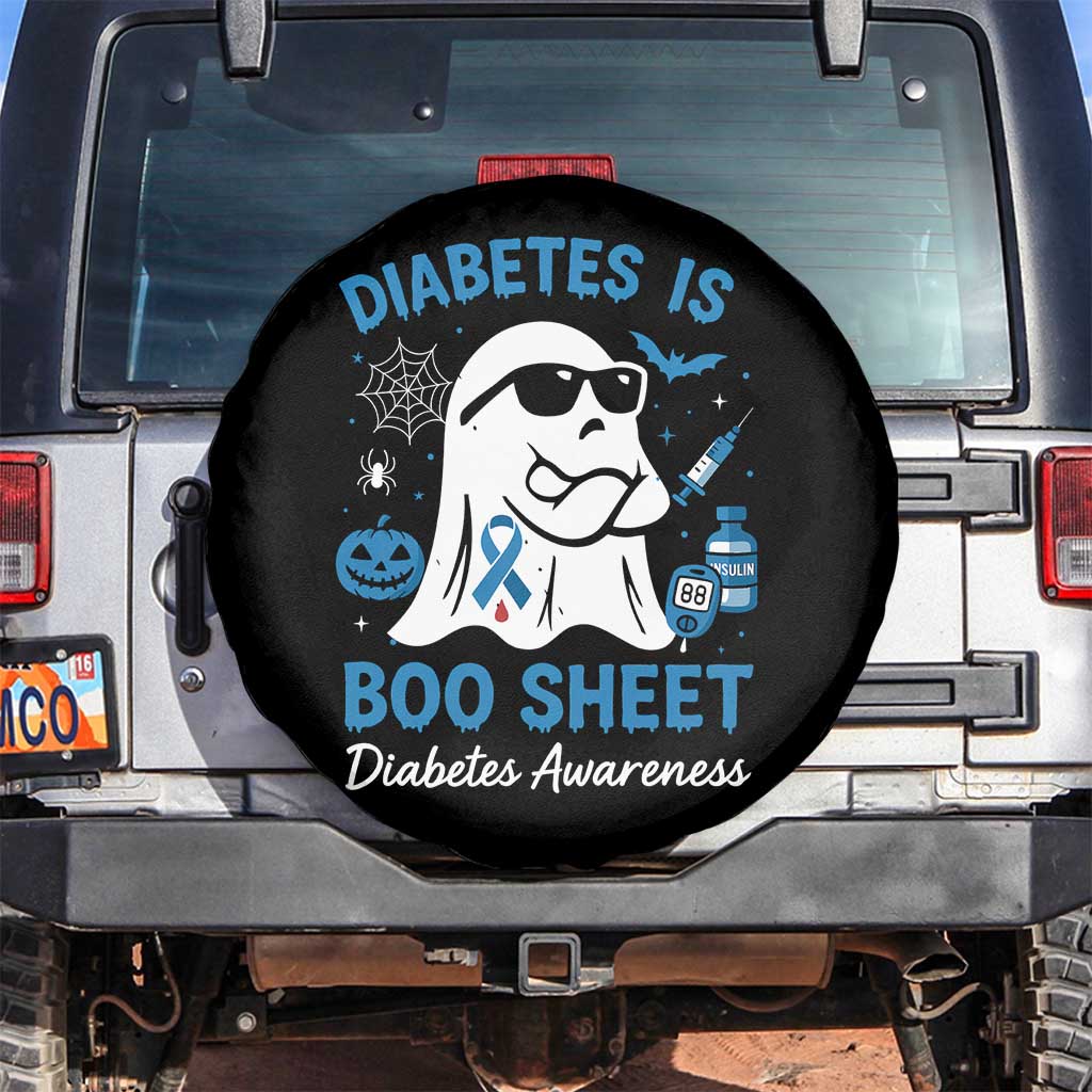 Diabetes is Boo Sheet Spare Tire Cover Funny Halloween Ghost Diabetes Type 1 2 Awareness TS10 No hole Black Print Your Wear