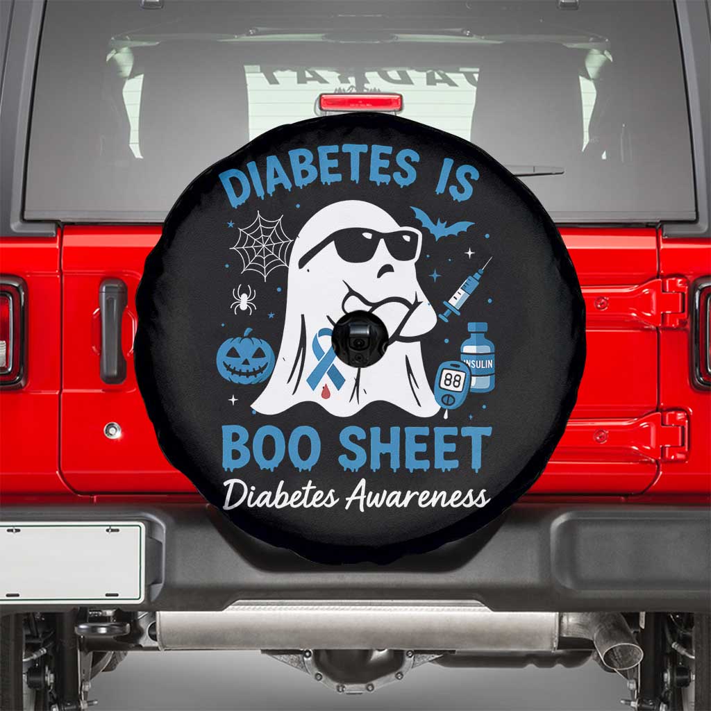 Diabetes is Boo Sheet Spare Tire Cover Funny Halloween Ghost Diabetes Type 1 2 Awareness TS10 Black Print Your Wear
