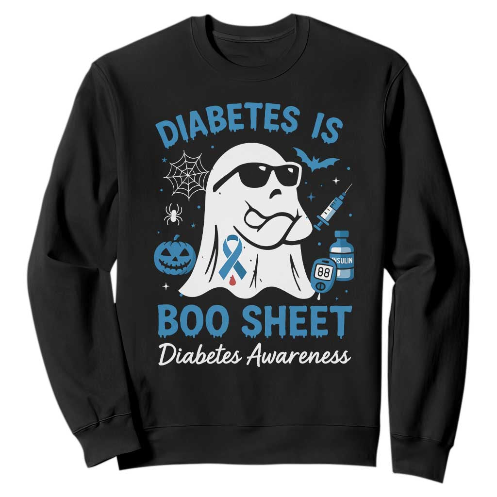 Diabetes is Boo Sheet Sweatshirt Funny Halloween Ghost Diabetes Type 1 2 Awareness TS10 Black Print Your Wear