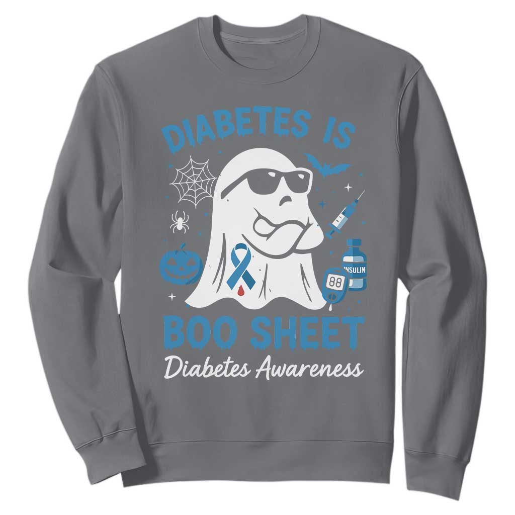 Diabetes is Boo Sheet Sweatshirt Funny Halloween Ghost Diabetes Type 1 2 Awareness TS10 Charcoal Print Your Wear