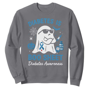 Diabetes is Boo Sheet Sweatshirt Funny Halloween Ghost Diabetes Type 1 2 Awareness TS10 Charcoal Print Your Wear