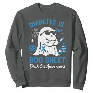 Diabetes is Boo Sheet Sweatshirt Funny Halloween Ghost Diabetes Type 1 2 Awareness TS10 Dark Heather Print Your Wear