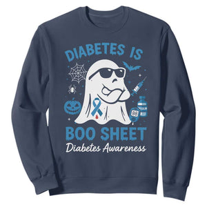 Diabetes is Boo Sheet Sweatshirt Funny Halloween Ghost Diabetes Type 1 2 Awareness TS10 Navy Print Your Wear
