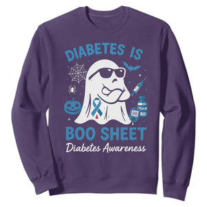 Diabetes is Boo Sheet Sweatshirt Funny Halloween Ghost Diabetes Type 1 2 Awareness TS10 Purple Print Your Wear