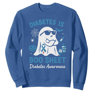 Diabetes is Boo Sheet Sweatshirt Funny Halloween Ghost Diabetes Type 1 2 Awareness TS10 Royal Blue Print Your Wear