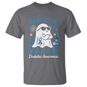 Diabetes is Boo Sheet T Shirt Funny Halloween Ghost Diabetes Type 1 2 Awareness TS10 Charcoal Print Your Wear