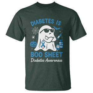 Diabetes is Boo Sheet T Shirt Funny Halloween Ghost Diabetes Type 1 2 Awareness TS10 Dark Forest Green Print Your Wear