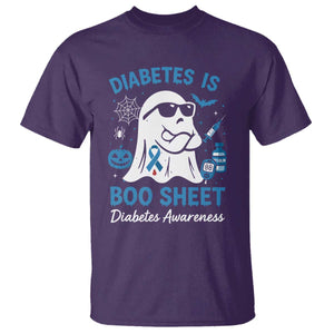 Diabetes is Boo Sheet T Shirt Funny Halloween Ghost Diabetes Type 1 2 Awareness TS10 Purple Print Your Wear