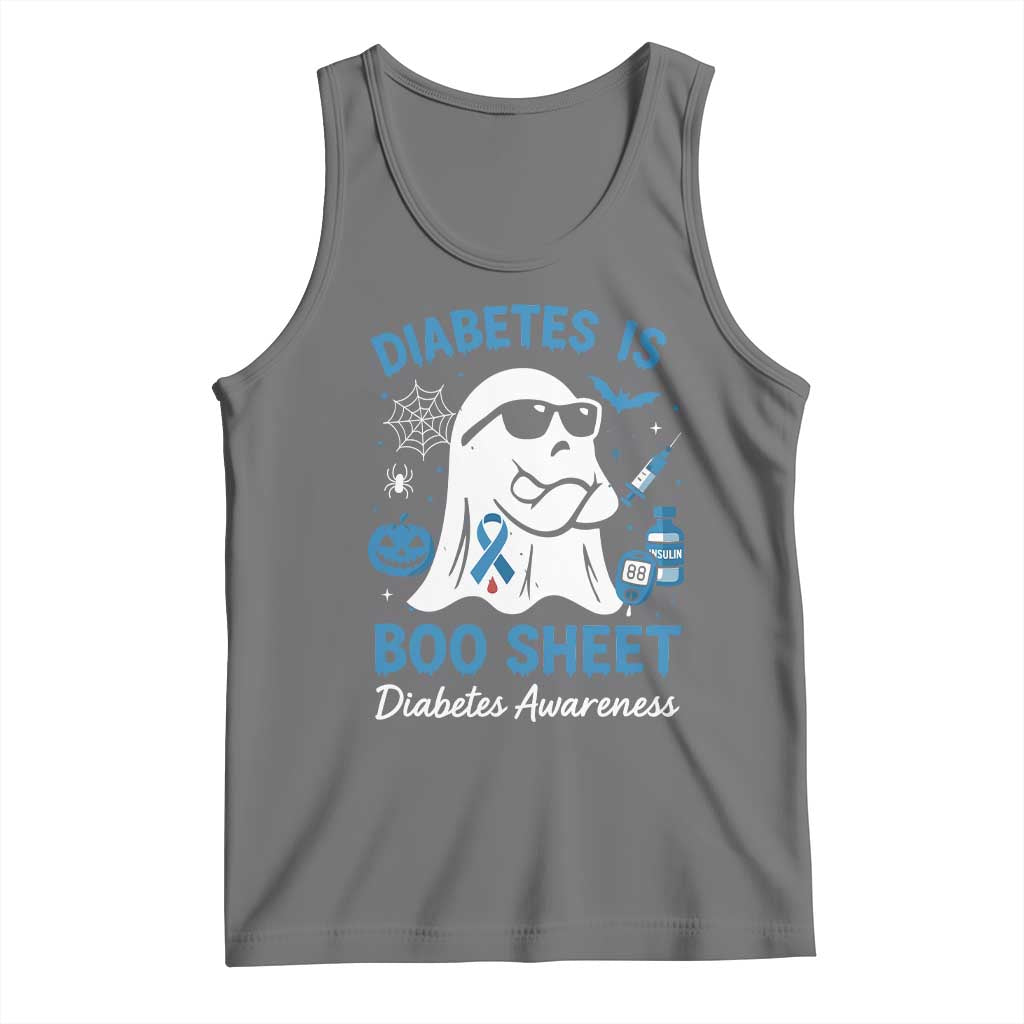 Diabetes is Boo Sheet Tank Top Funny Halloween Ghost Diabetes Type 1 2 Awareness TS10 Black Heather Print Your Wear