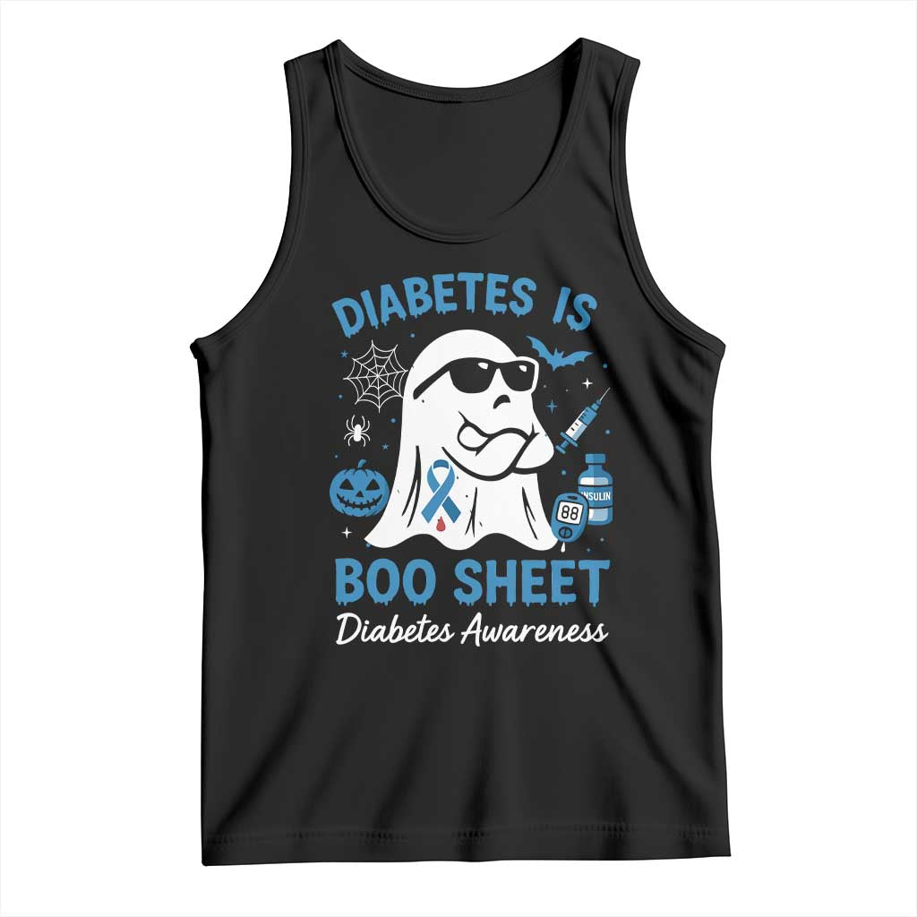 Diabetes is Boo Sheet Tank Top Funny Halloween Ghost Diabetes Type 1 2 Awareness TS10 Black Print Your Wear