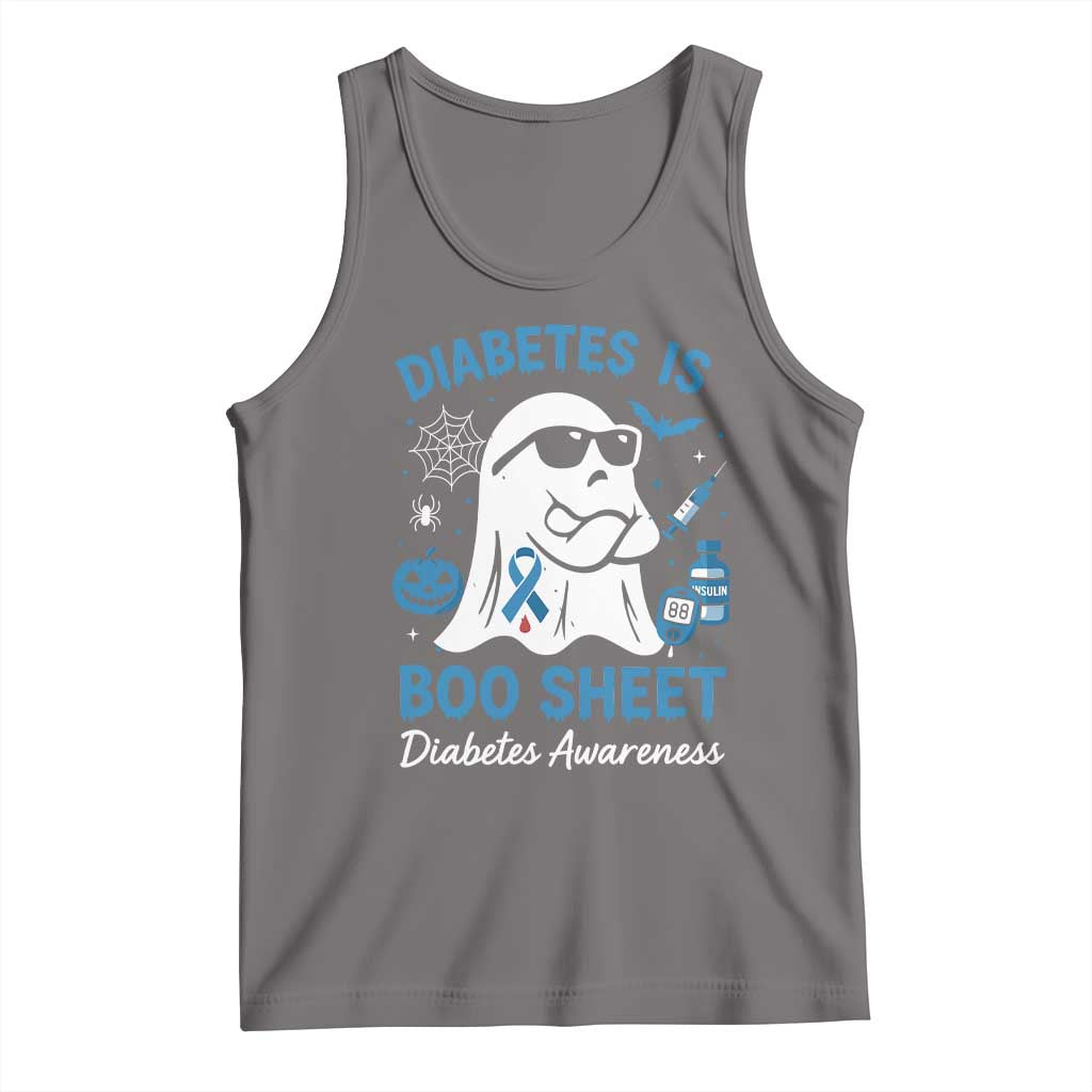 Diabetes is Boo Sheet Tank Top Funny Halloween Ghost Diabetes Type 1 2 Awareness TS10 Deep Heather Print Your Wear