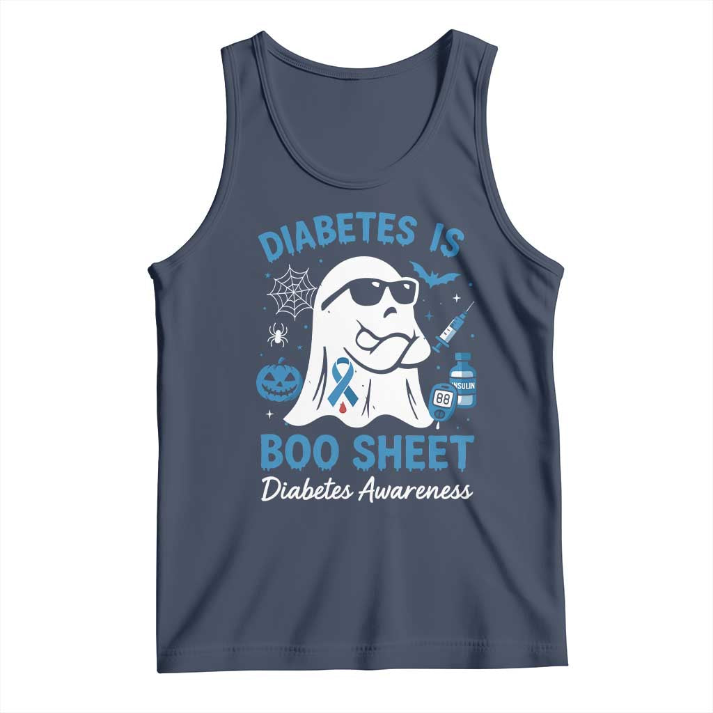 Diabetes is Boo Sheet Tank Top Funny Halloween Ghost Diabetes Type 1 2 Awareness TS10 Navy Print Your Wear