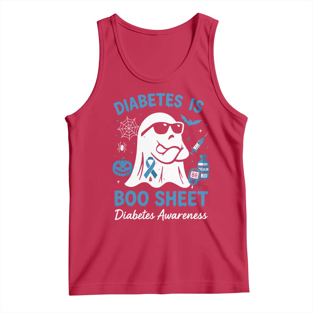 Diabetes is Boo Sheet Tank Top Funny Halloween Ghost Diabetes Type 1 2 Awareness TS10 Red Print Your Wear