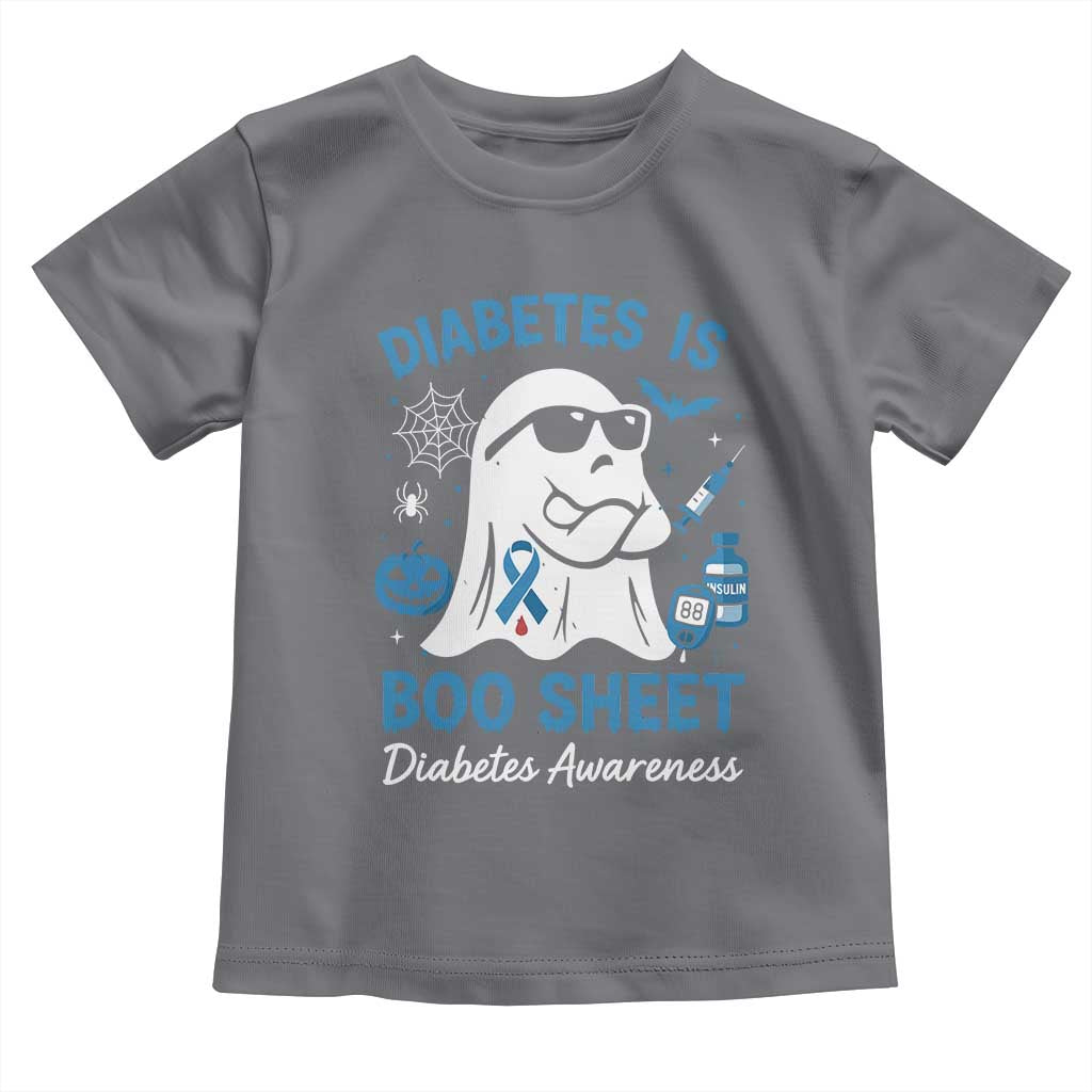 Diabetes is Boo Sheet Toddler T Shirt Funny Halloween Ghost Diabetes Type 1 2 Awareness TS10 Charcoal Print Your Wear