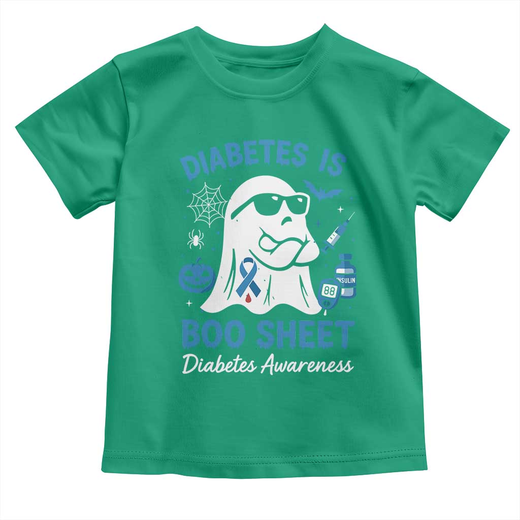 Diabetes is Boo Sheet Toddler T Shirt Funny Halloween Ghost Diabetes Type 1 2 Awareness TS10 Irish Green Print Your Wear