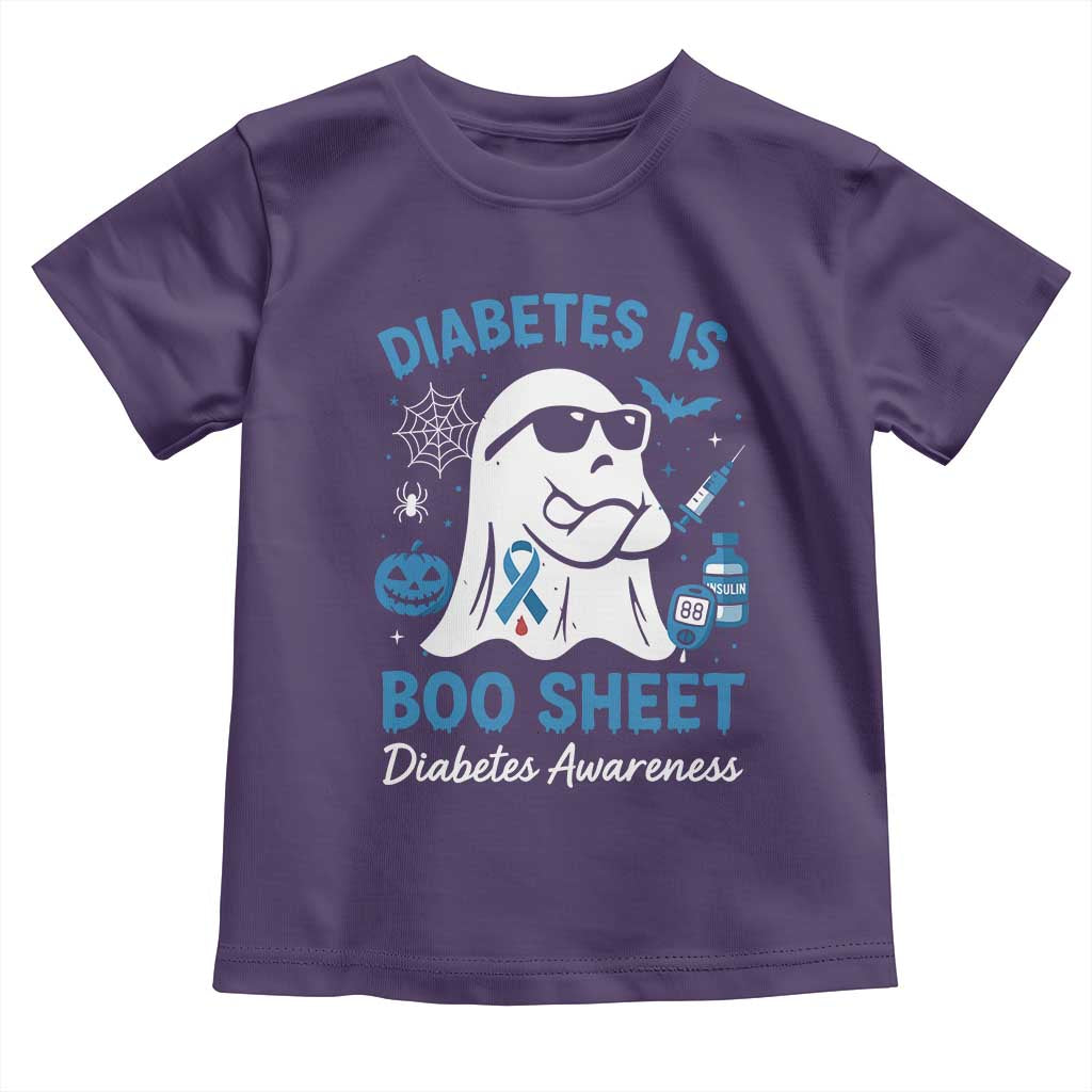 Diabetes is Boo Sheet Toddler T Shirt Funny Halloween Ghost Diabetes Type 1 2 Awareness TS10 Purple Print Your Wear