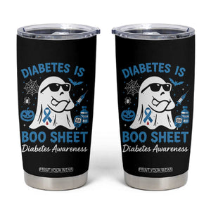 Diabetes is Boo Sheet Tumbler Cup Funny Halloween Ghost Diabetes Type 1 2 Awareness TS10 Black Print Your Wear