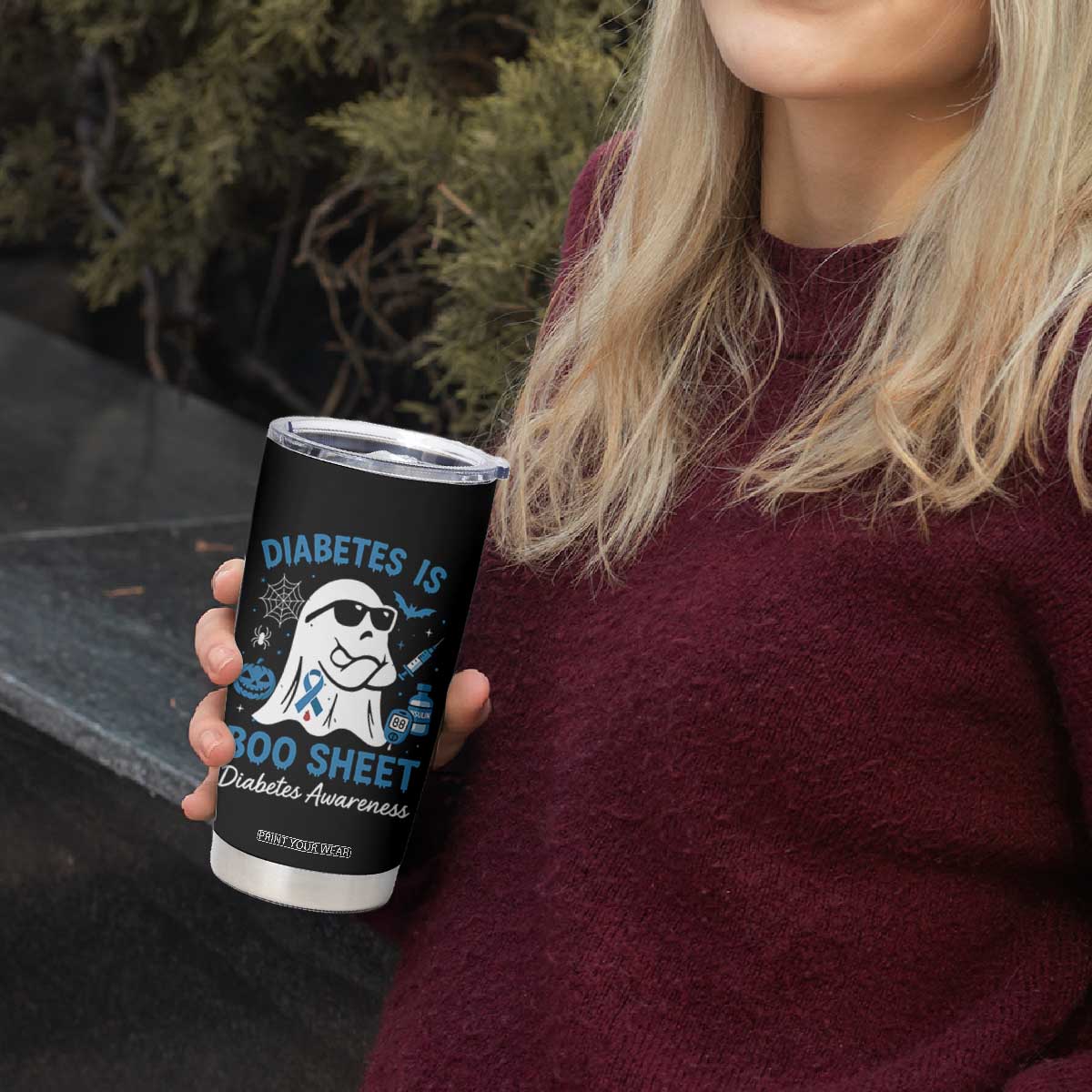 Diabetes is Boo Sheet Tumbler Cup Funny Halloween Ghost Diabetes Type 1 2 Awareness TS10 Print Your Wear