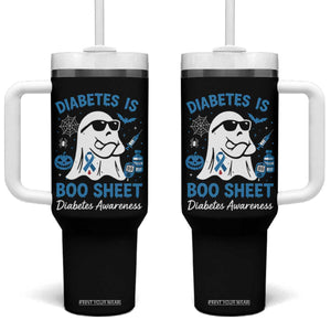 Diabetes is Boo Sheet Tumbler With Handle Funny Halloween Ghost Diabetes Type 1 2 Awareness TS10 One Size: 40 oz Black Print Your Wear