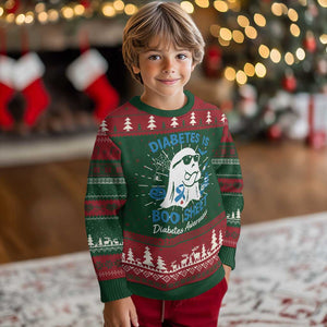 Diabetes is Boo Sheet Knit Sweatshirt Funny Halloween Ghost Diabetes Type 1 2 Awareness TS10 Christmas Print Your Wear