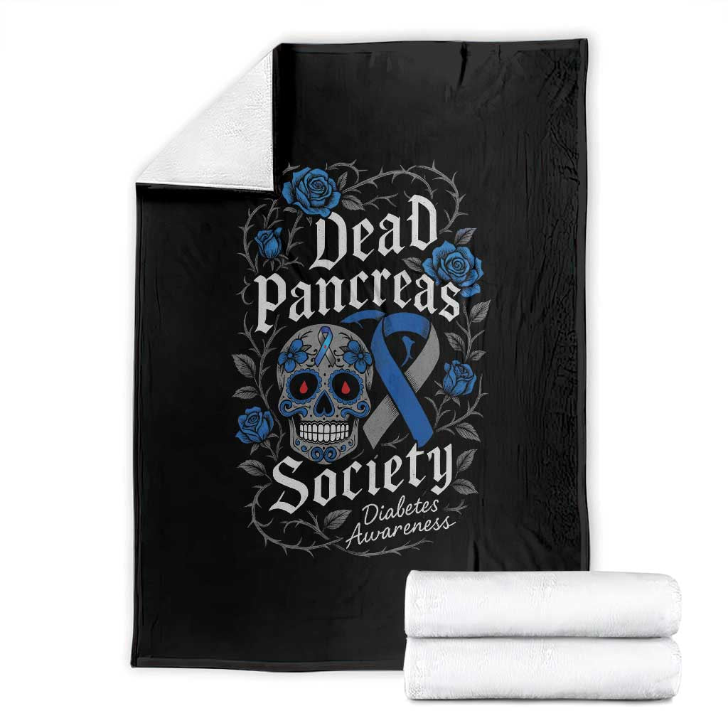 Funny Diabetes Type 1 Awareness Throw Blanket Dead Pancreas Society Sugar Skull TS10 Black Print Your Wear