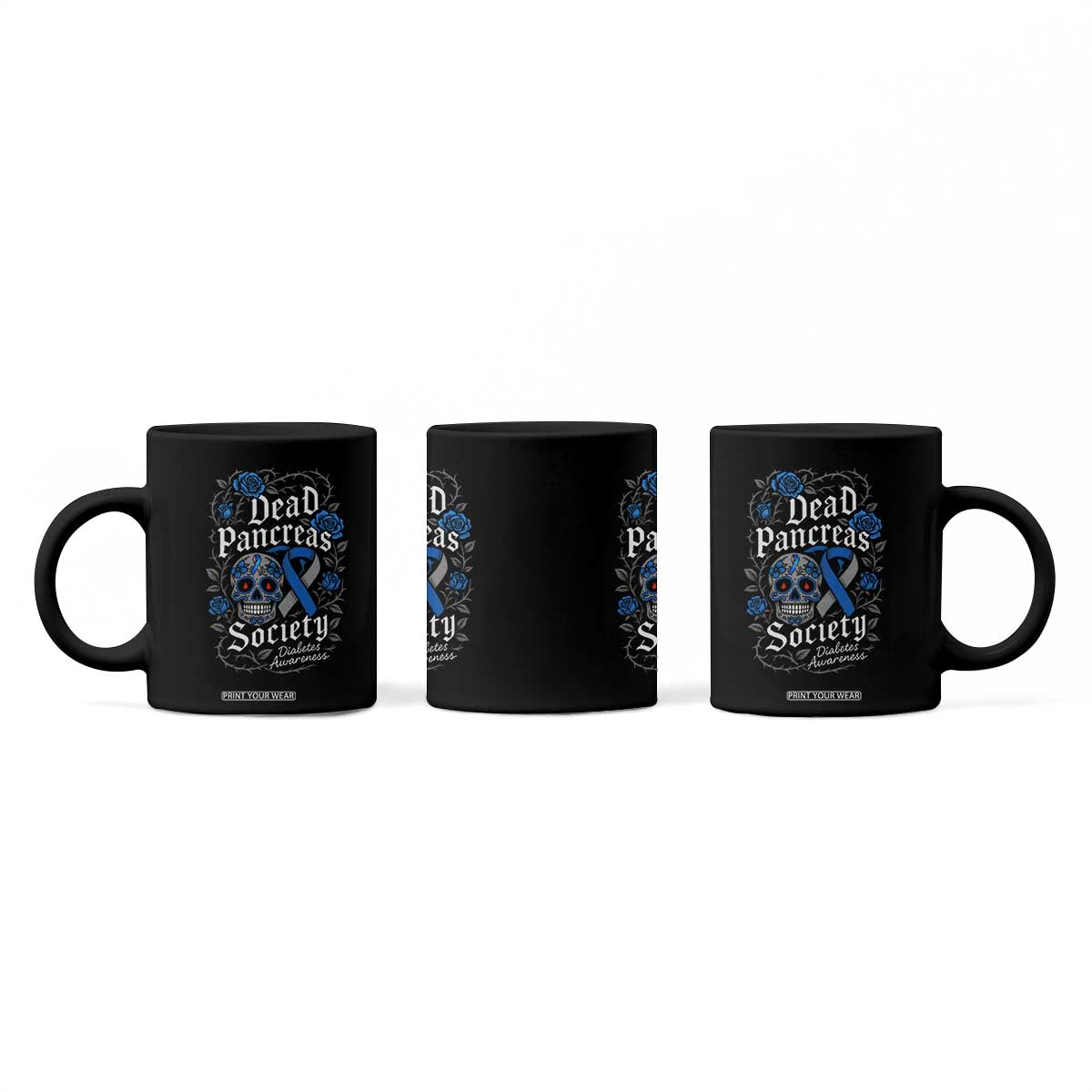 Funny Diabetes Type 1 Awareness Coffee Mug Dead Pancreas Society Sugar Skull TS10 Print Your Wear