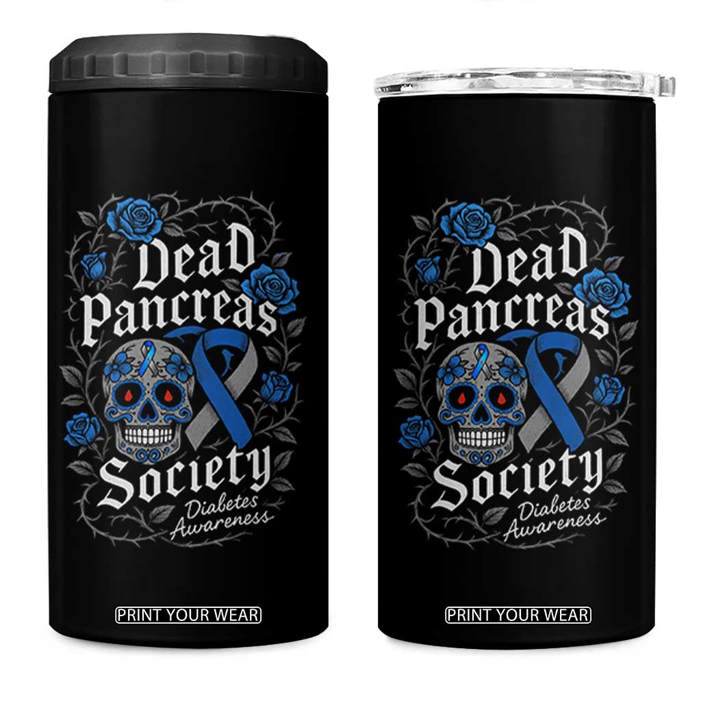 Funny Diabetes Type 1 Awareness 4 in 1 Can Cooler Tumbler Dead Pancreas Society Sugar Skull TS10 One Size: 16 oz Black Print Your Wear