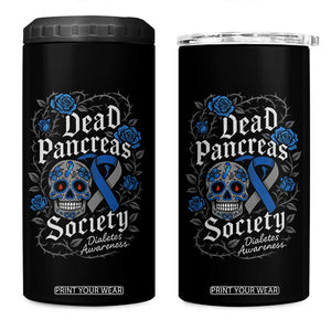 Funny Diabetes Type 1 Awareness 4 in 1 Can Cooler Tumbler Dead Pancreas Society Sugar Skull TS10 One Size: 16 oz Black Print Your Wear